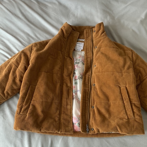 Brown corduroy RVCA puffer jacket - Picture 4 of 8